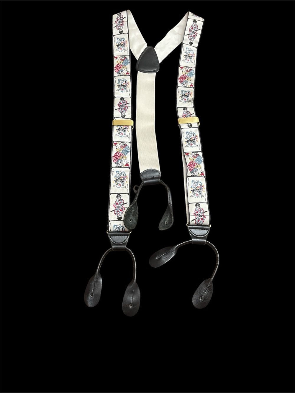 Classic Ivory Floral Pattern Men’s Suspenders
